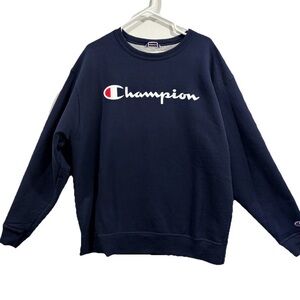 Men’s Navy Logo Crewneck Sweatshirt Winter Casual Size XL Minimalist